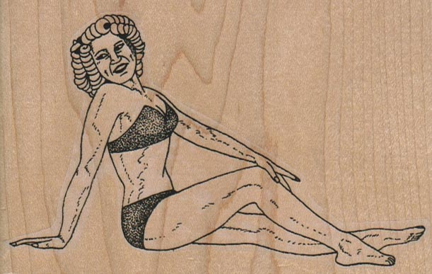 Pinup Girl In Swimsuit 4 1/4 x 2 3/4