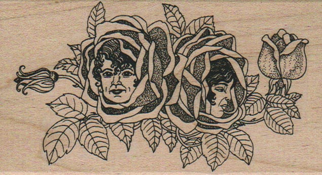 Two Roses With Ladies 2 1/2 x 4 1/4