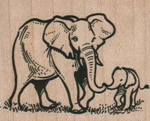 Elephant And Baby 2 1/4 x 1 3/4-0