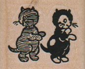 Two Cats Walking On Hind Legs 1 1/4 x 1