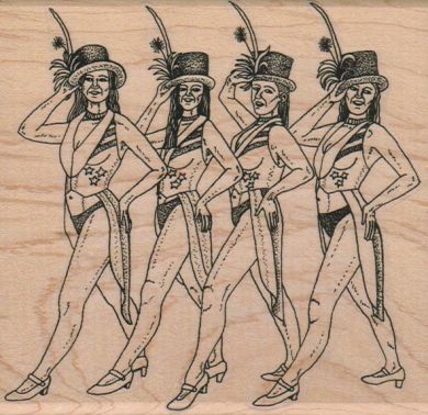 Four Showgirls In Tophats 4 x 4