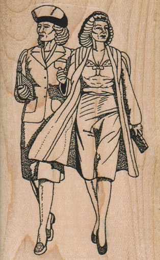 Two Ladies Walking 2 1/4 x 3 1/2