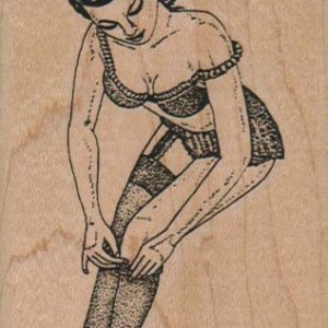 PinUp Girl Putting On Nylon Stocking 2 1/4 x 4-0