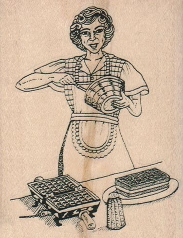 Lady Making Waffles 2 3/4 x 3 1/2