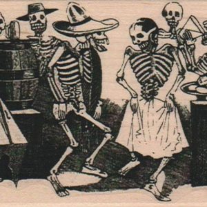 Day Of The Dead Skeletons At Bar 2 3/4 x 4 1/2-0