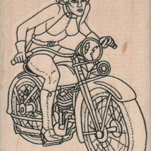 Lady Riding Motorcycle 2 1/2 x 3 1/4-0