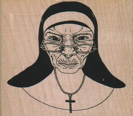 Nun With Piercing Stare 3 3/4 x 2 3/4