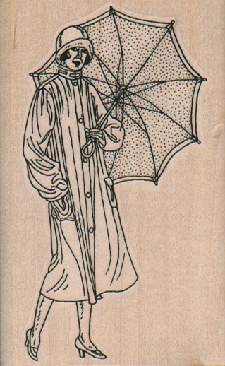 Lady With Umbrella 2 1/4 x  3 1/2