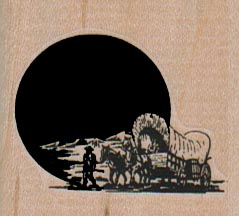 Covered Wagon And Moon 1 3/4 x 1 1/2