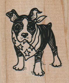 Boston Terrier With Star Scarf 1 3/4 x 2