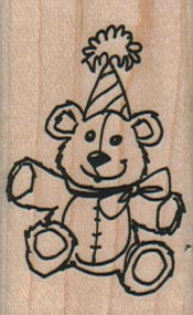 Teddy Bear In Party Hat 1 1/2 x 1 3/4