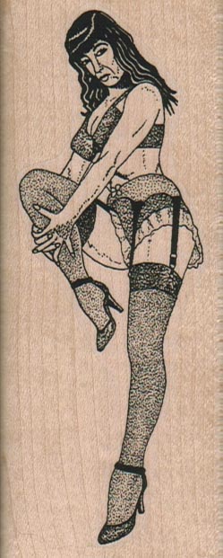 Pinup Girl In Garters 1 3/4 x 4 1/4