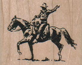 Cowboy Waving On Horse 2 x 1 1/2