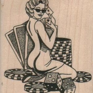 PinUp Girl With Gambling Accoutrements 3 1/4 x 3 1/2-0