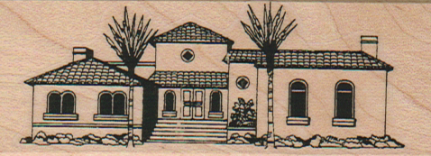 House With Palm Trees 1 1/4 x 3 1/4