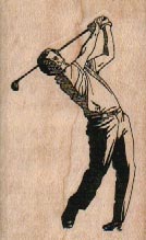 Man Golfer Swinging 1 1/2 x 2 1/4