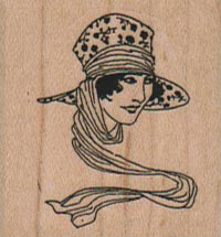 Lady In Spotted Hat And Scarf 1 1/2 x 1 1/2