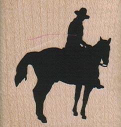 Silhouette Cowboy On Horse 1 3/4 x 1 3/4