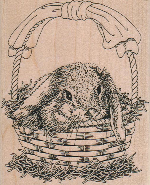 Bunny In Basket 3 1/2 x 4 1/4
