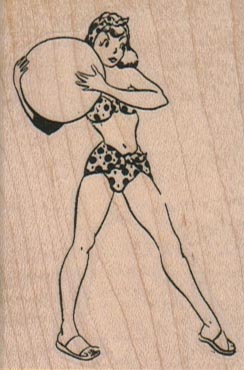Bikini Lady With Beach Ball 1 3/4 x 2 1/2