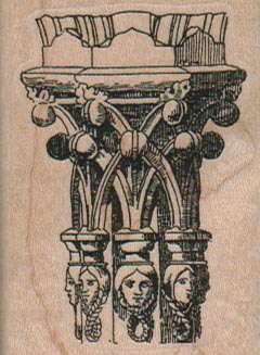 Pedestal With Faces 1 3/4 x 2 1/4