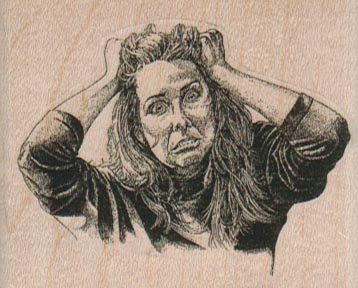 Lady Tearing Out Hair 2 1/2 x 2