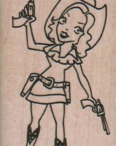 Cowgirl With Guns 1 3/4 x 2 3/4-0