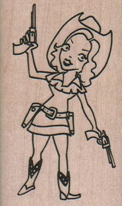 Cowgirl With Guns 1 3/4 x 2 3/4