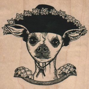 Chihuahua Dog In Hat 3 3/4 x 3 1/2-0