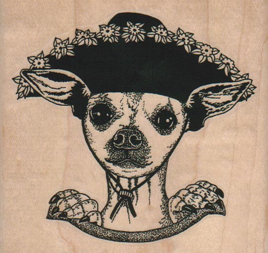 Chihuahua Dog In Hat 3 3/4 x 3 1/2