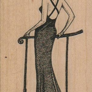 Evening Gown Lady At Railing 2 1/4 x 3 1/4-0