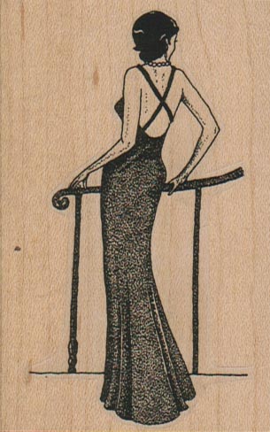 Evening Gown Lady At Railing 2 1/4 x 3 1/4