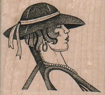 Lady In Hat And Pearls 2 1/2 x 2 1/4