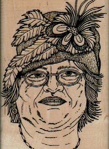 Lady In Flowered Hat And Glasses 2 1/4 x 3 1/2-0