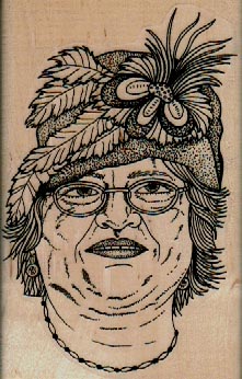 Lady In Flowered Hat And Glasses 2 1/4 x 3 1/2