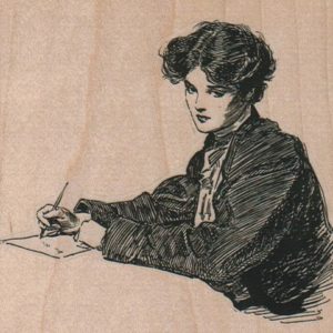 Lady Writing 3 1/2 x 3 1/4-0