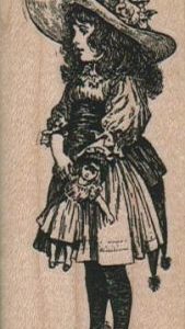 Girl Holding Doll 1 1/2 x 3 1/4-0