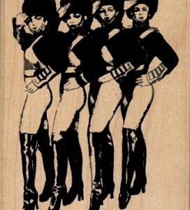 Four Saluting Showgirls 2 1/4 x 3 1/4-0