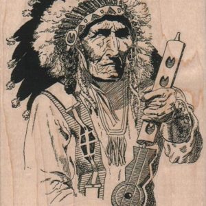 Indian Chief With Peace Pipe 3 3/4 x 5-0