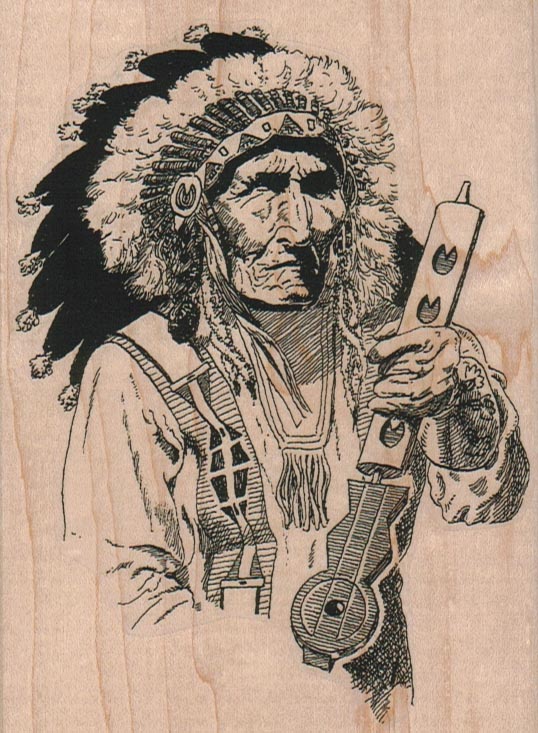 Indian Chief With Peace Pipe 3 3/4 x 5