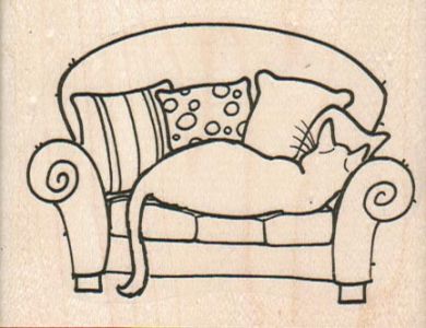 Cat On Sofa 3 x 2 1/4
