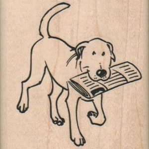 Dog With Newspaper 2 1/4 x 2 1/2-0