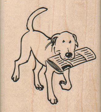 Dog With Newspaper 2 1/4 x 2 1/2