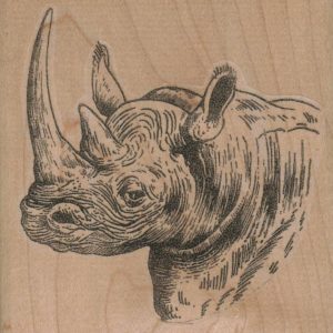 Rhino Head Facing Left 3 1/2 x 3 1/2-0