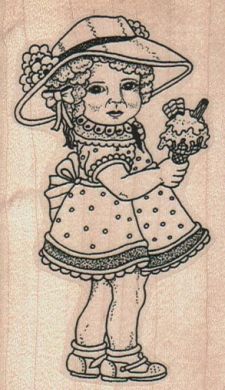 Little Girl With Ice Cream Cone 2 1/4 x 3 1/2