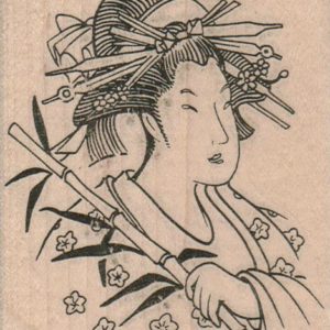 Geisha With Bamboo 3 1/4 x 4-0