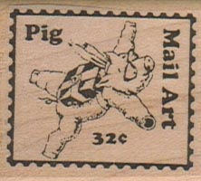 Pig Mail Art 1 1/2 x 1 1/2