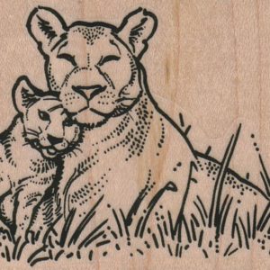 Mother Lion And Cub 3 1/2 x 2 1/4-0