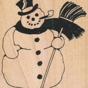 Snowman With Pipe/Broom 3 1/4 x 3 1/2-0