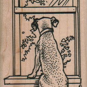 Dog Staring Out Window 2 1/4 x 3 3/4-0